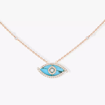 [Sprite Jewelry]Lucky Eye Diamond Necklace in Rose Gold and Turquoise