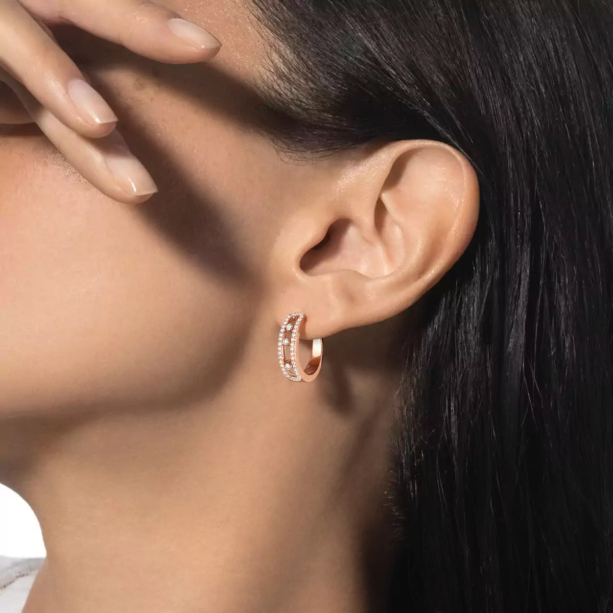 [Sprite Jewelry]Diamond Pave_ Hoop Earrings Move