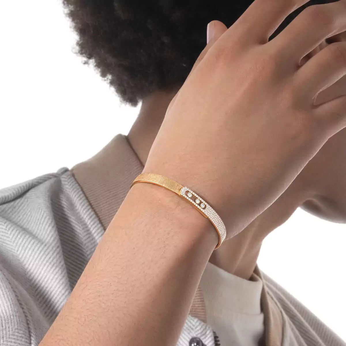 [Sprite Jewelry]Move Noa Ciselé half pavé bangle