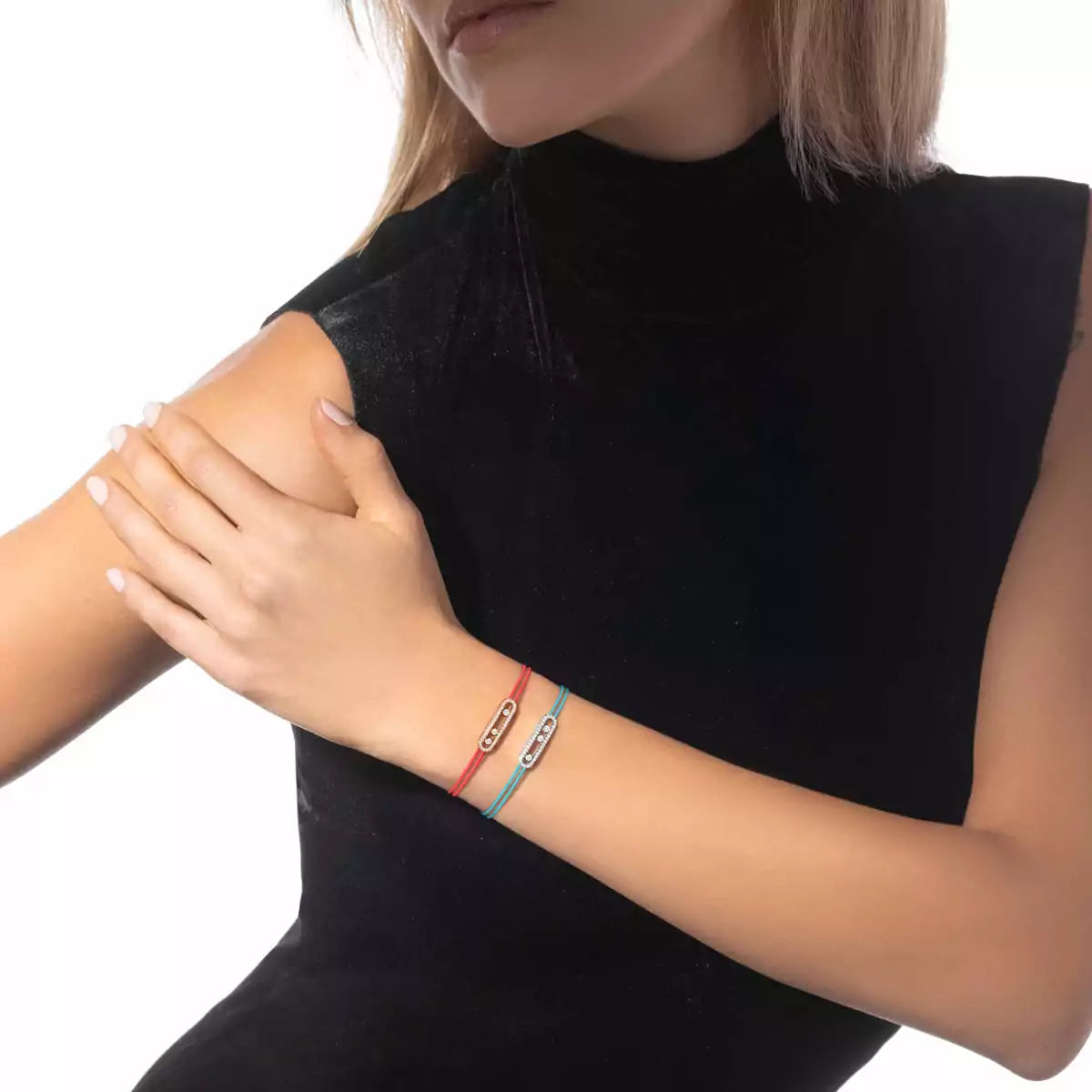 [Sprite Jewelry]Messika Care(s) pink cord pavé bracelet