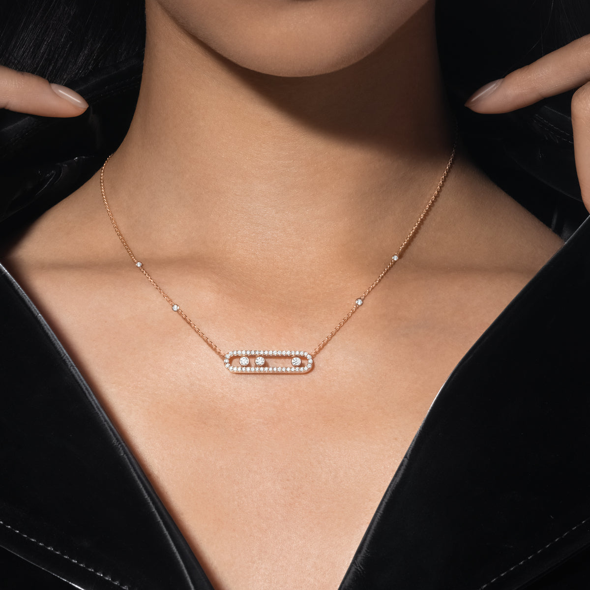 [Sprite Jewelry] Move Pave_ Rose Gold Diamond Necklace