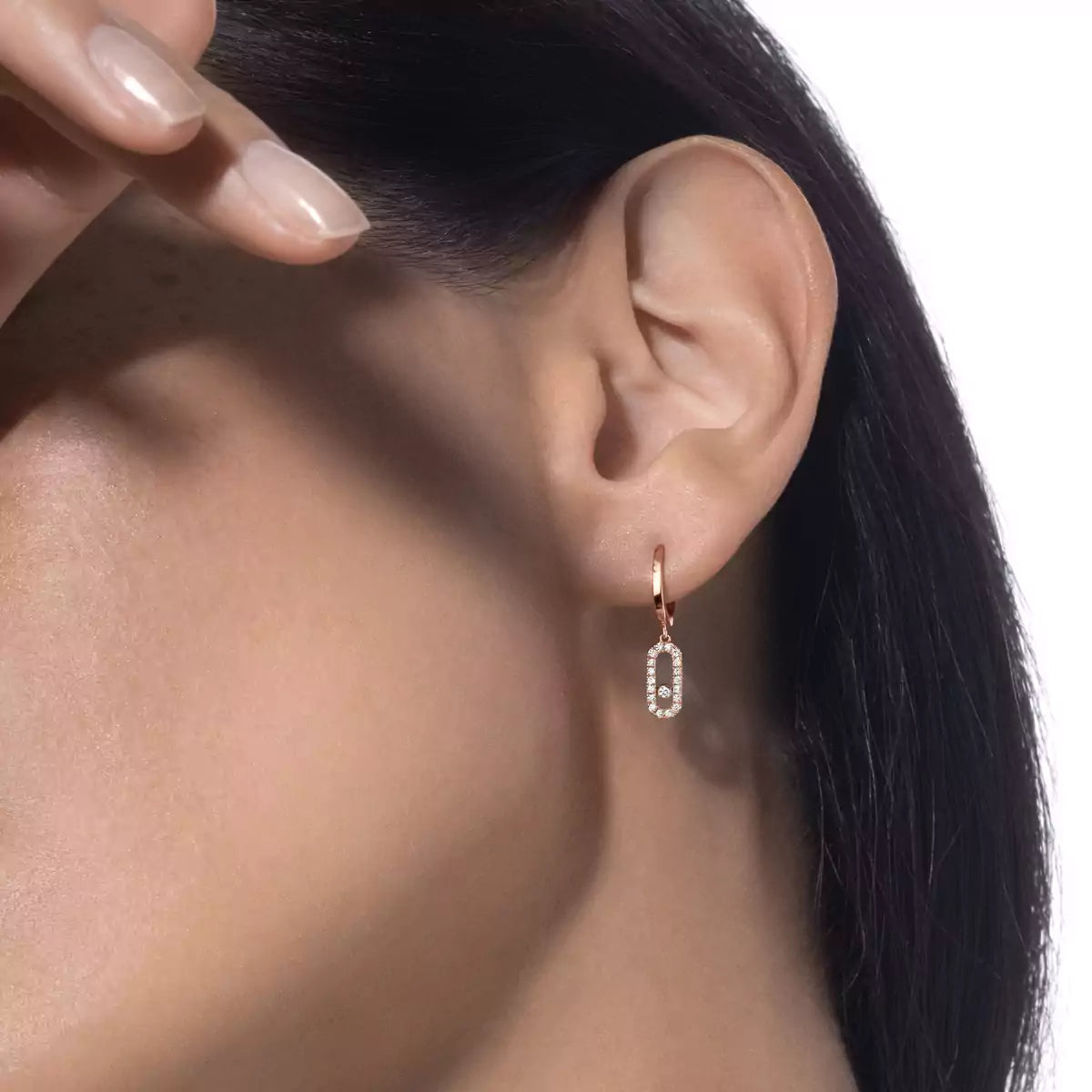 [Sprite Jewelry]Move Uno Single Diamond Hoop Earring