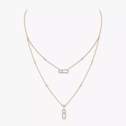 [Sprite Jewelry]2 Rows Rose Gold Diamond Pave_ Necklace Move Uno