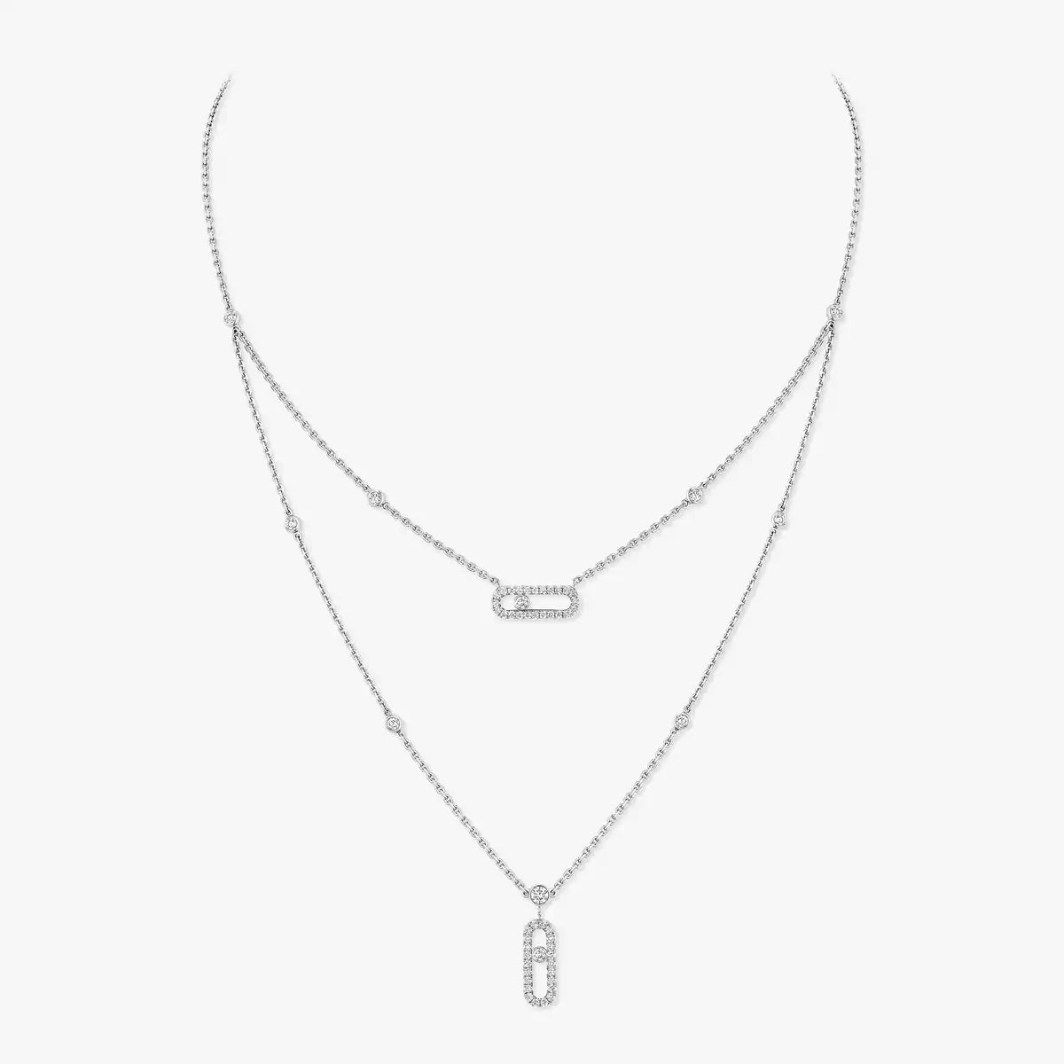 [Sprite Jewelry]2 Rows Rose Gold Diamond Pave_ Necklace Move Uno