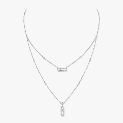 [Sprite Jewelry]2 Rows Rose Gold Diamond Pave_ Necklace Move Uno