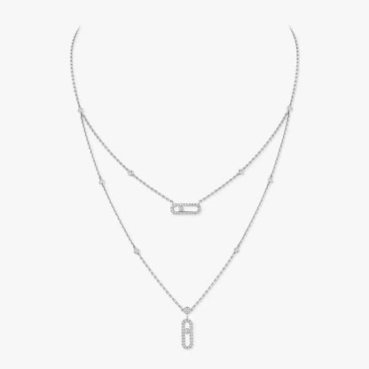[Sprite Jewelry]2 Rows Rose Gold Diamond Pave_ Necklace Move Uno