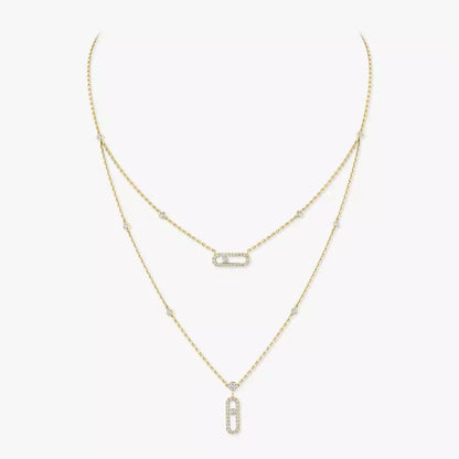 [Sprite Jewelry]2 Rows Rose Gold Diamond Pave_ Necklace Move Uno