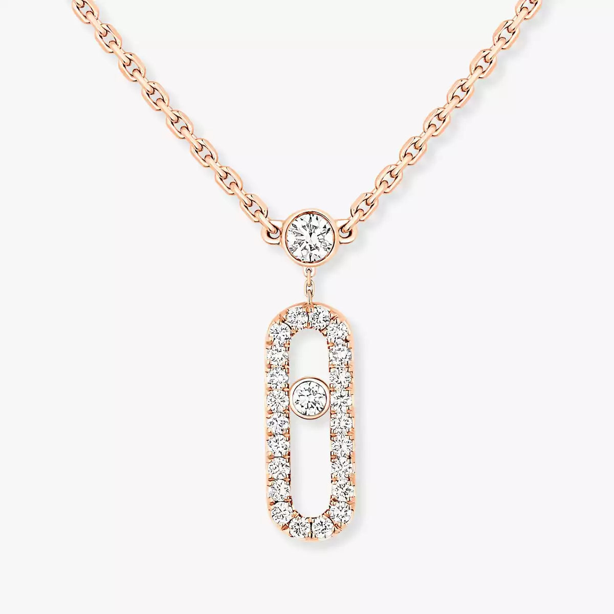 [Sprite Jewelry]2 Rows Rose Gold Diamond Pave_ Necklace Move Uno