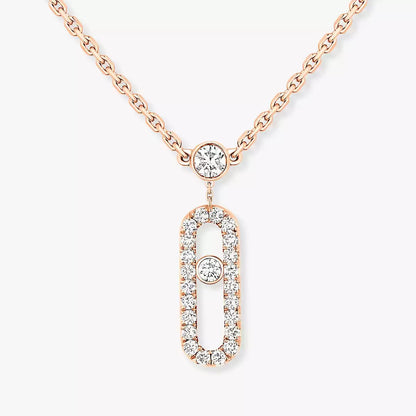 [Sprite Jewelry]2 Rows Rose Gold Diamond Pave_ Necklace Move Uno