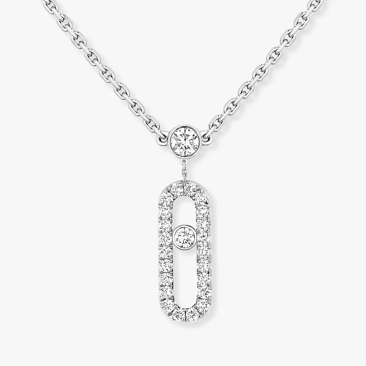 [Sprite Jewelry]2 Rows Rose Gold Diamond Pave_ Necklace Move Uno