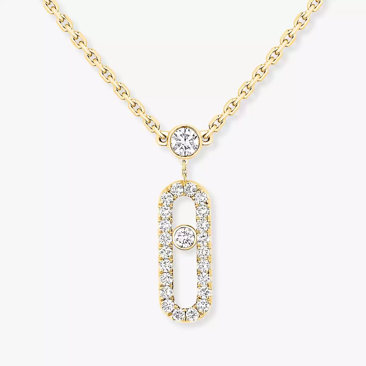 [Sprite Jewelry]2 Rows Rose Gold Diamond Pave_ Necklace Move Uno