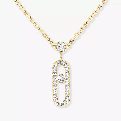 [Sprite Jewelry]2 Rows Rose Gold Diamond Pave_ Necklace Move Uno