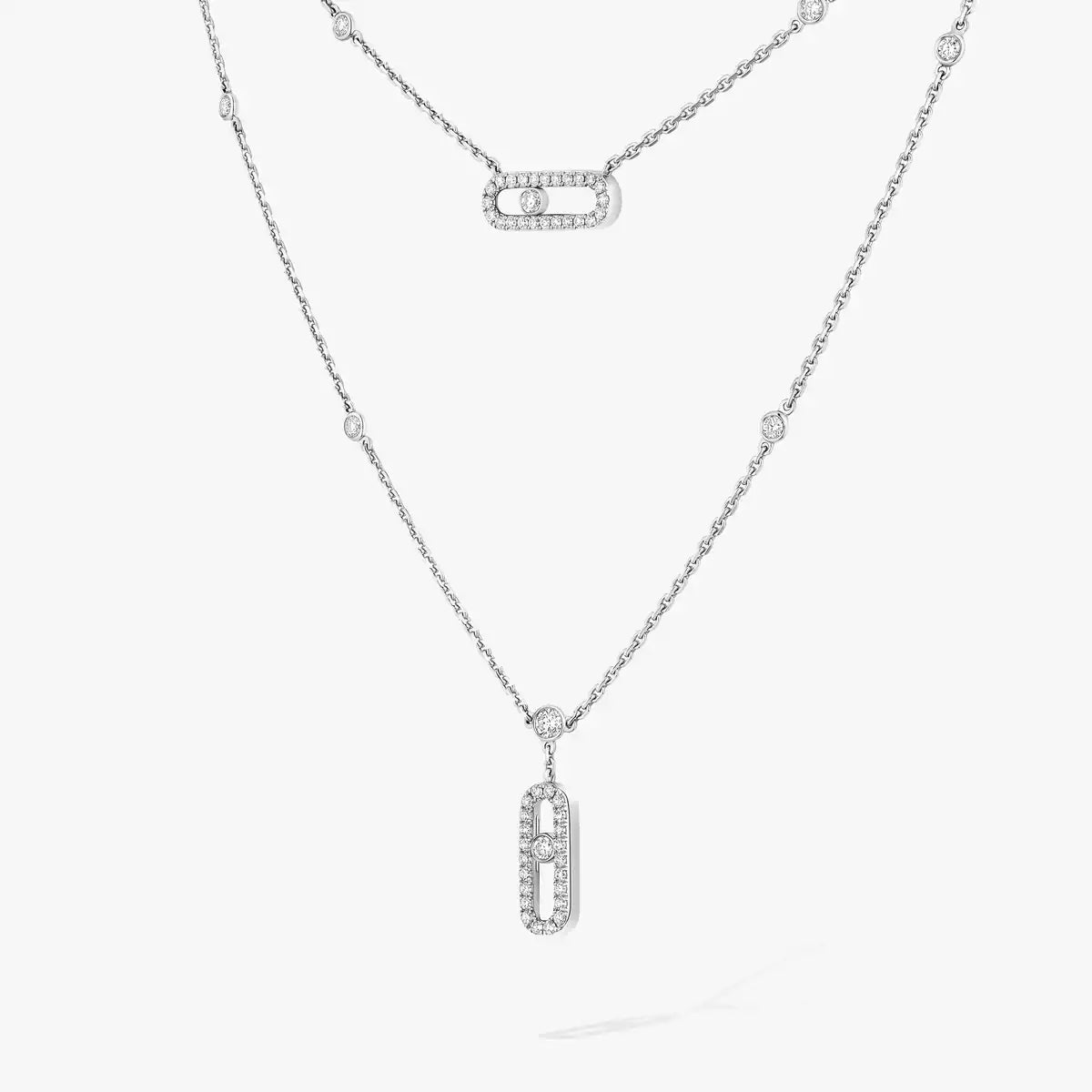 [Sprite Jewelry]2 Rows Rose Gold Diamond Pave_ Necklace Move Uno
