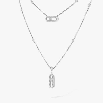 [Sprite Jewelry]2 Rows Rose Gold Diamond Pave_ Necklace Move Uno
