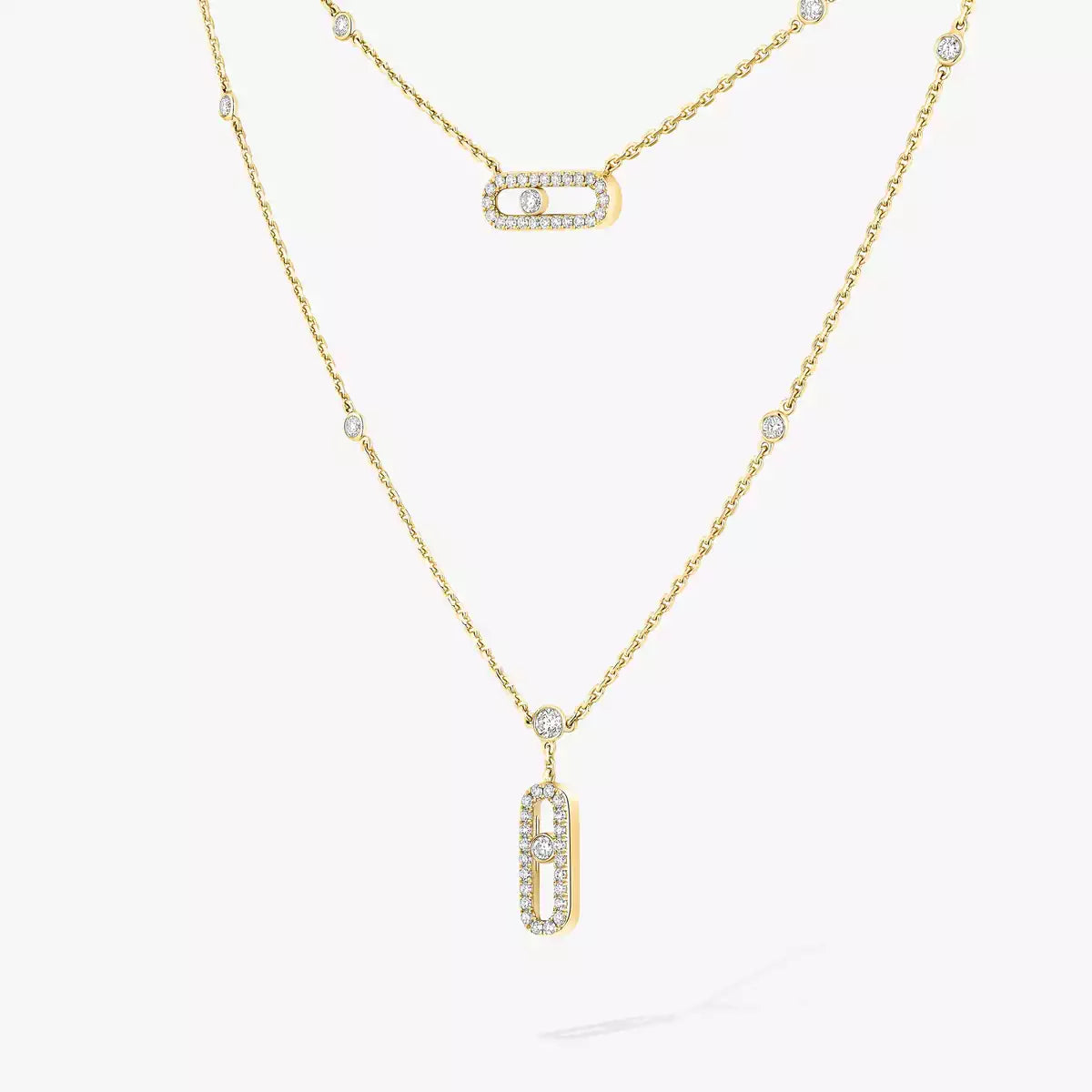 [Sprite Jewelry]2 Rows Rose Gold Diamond Pave_ Necklace Move Uno