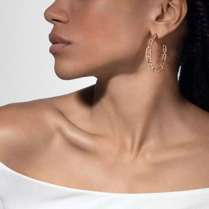 [[Sprite Jewelry]Move Link Diamond Hoop Earrings