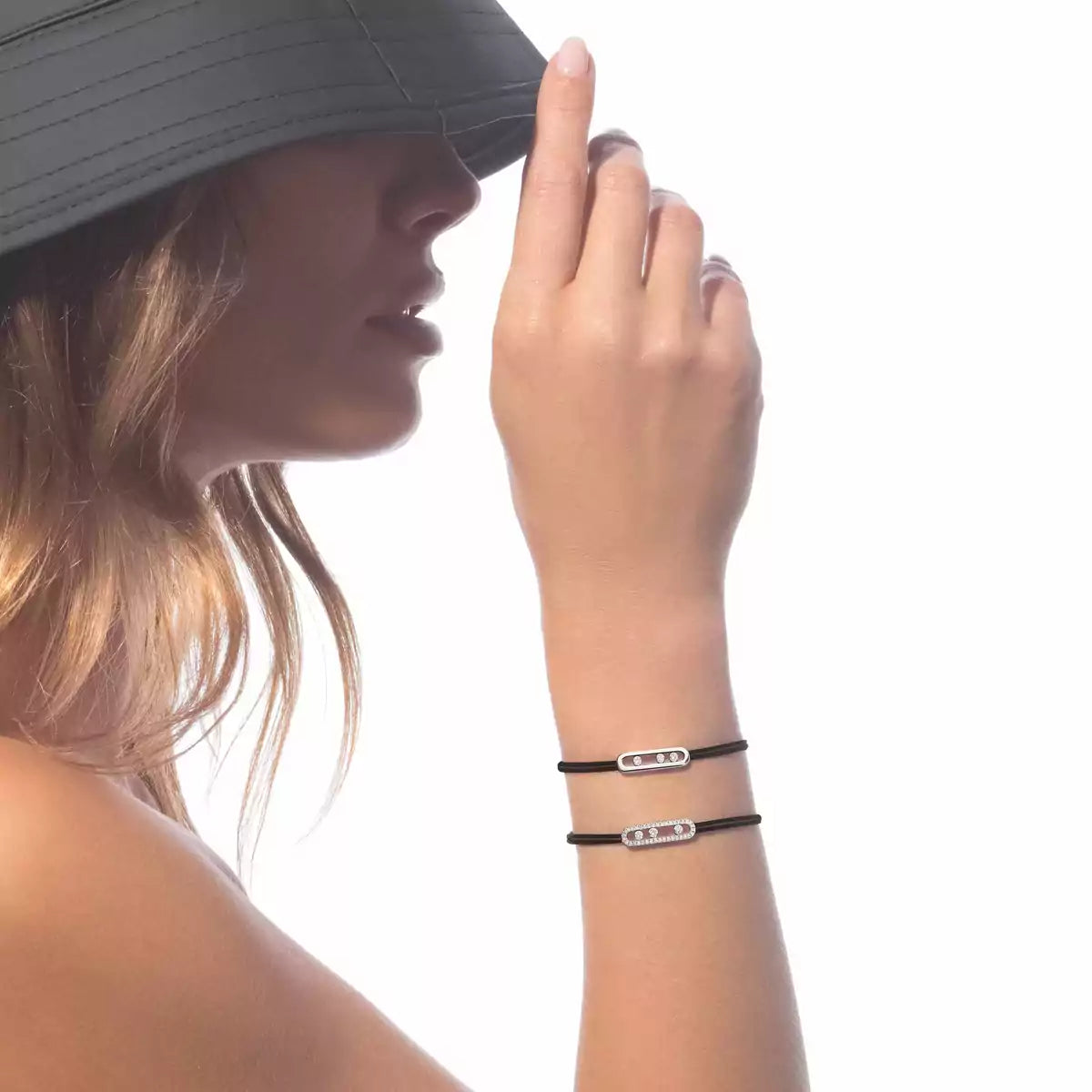 [Sprite Jewelry]Messika Care(s) pink cord pavé bracelet