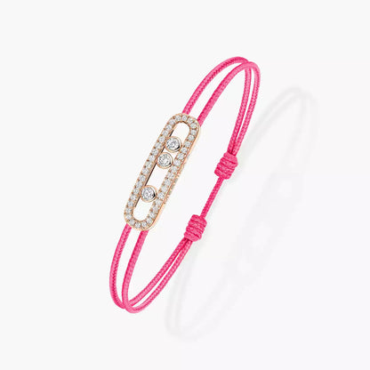 [Sprite Jewelry]Messika Care(s) pink cord pavé bracelet