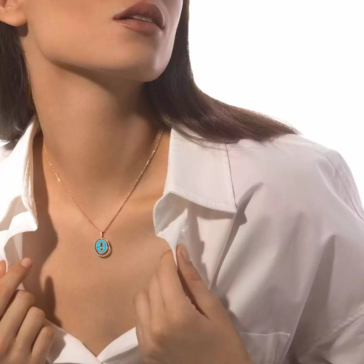 [Sprite Jewelry]Lucky Move Diamond Necklace in Rose Gold and White Mother-of-Pearl