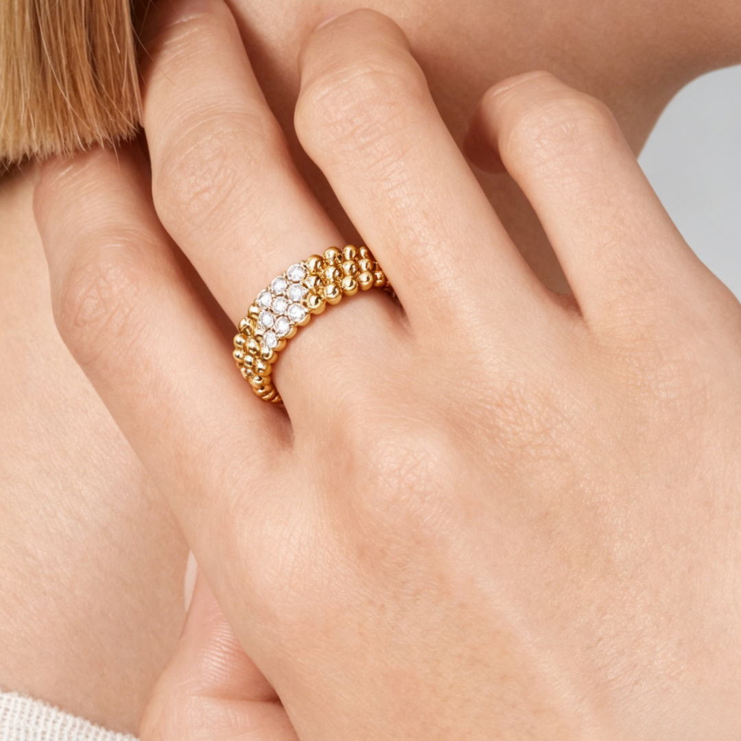 [Sprite Jewelry] THREE-ROW DIAMOND RING