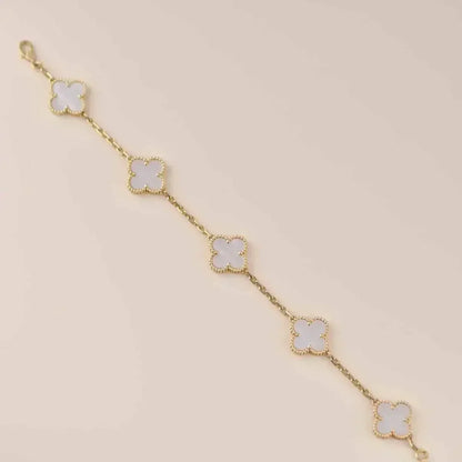 [Sprite Jewelry]New CLOVER WHITE PEARL MOP 5 MOTIF BRACELET COLLECTION