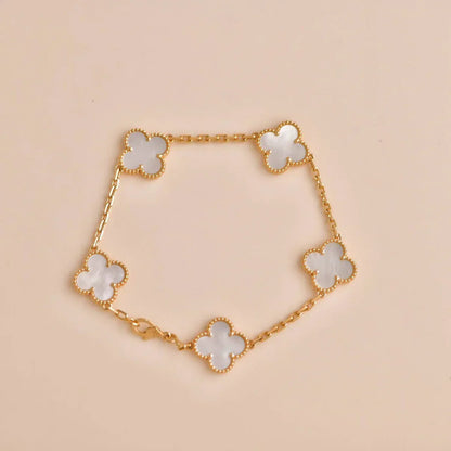 [Sprite Jewelry]New CLOVER WHITE PEARL MOP 5 MOTIF BRACELET COLLECTION