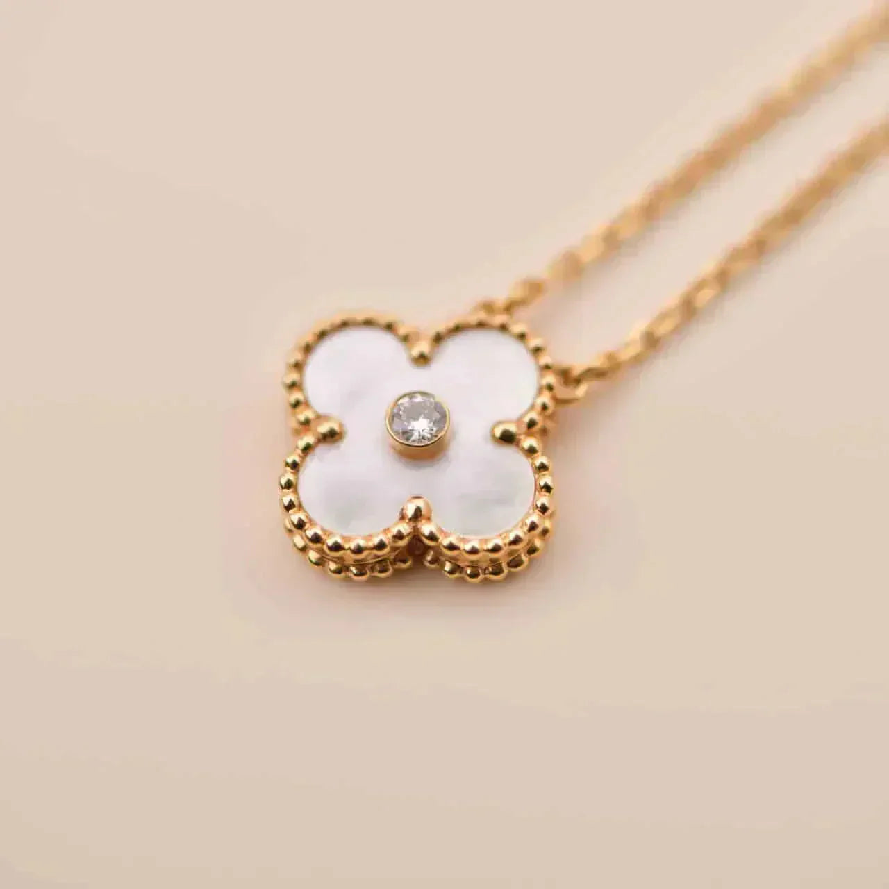¡®Sprite Jewelry¡¯CLOVER 15MM DIAMOND WHITE FRITILLARIA NECKLACE