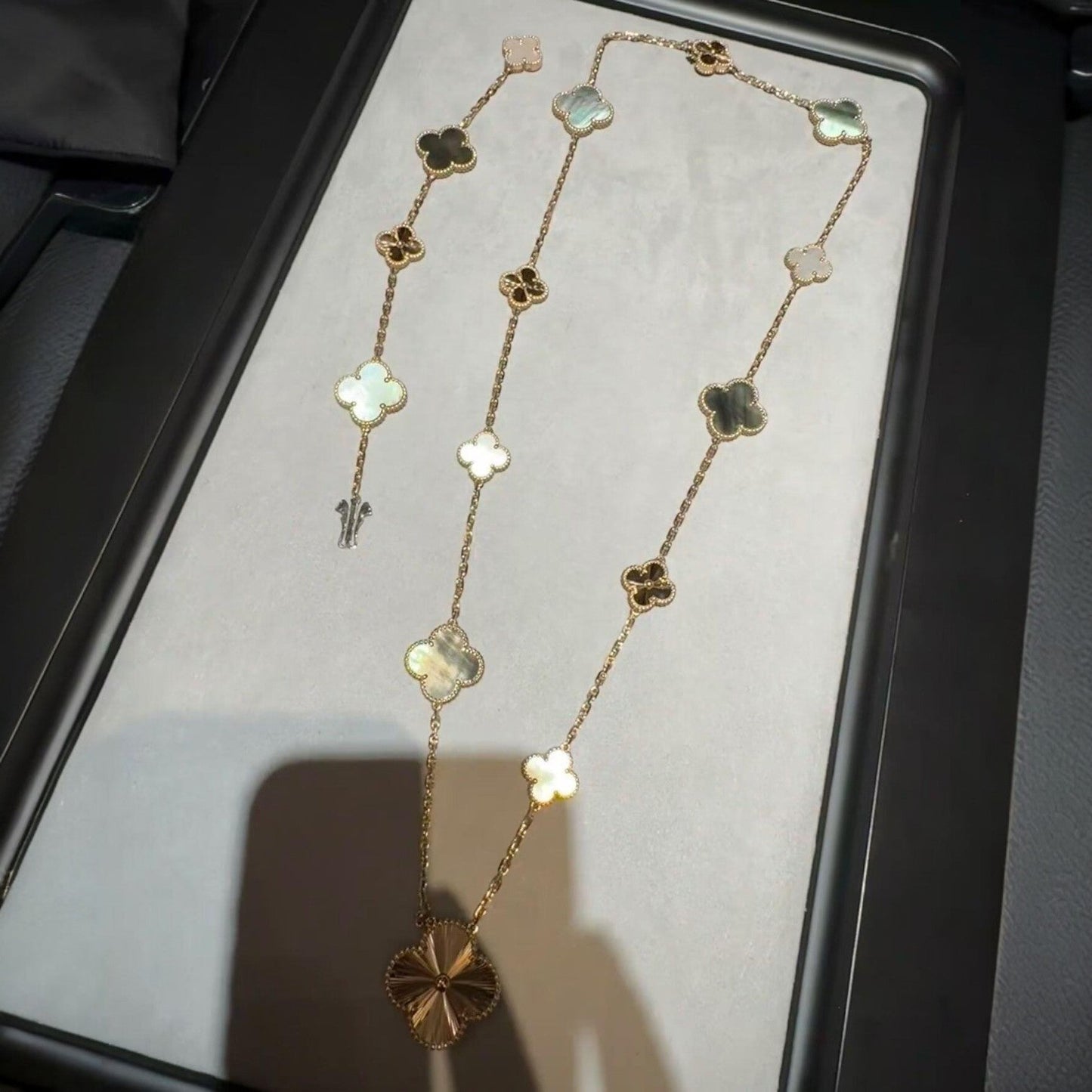[Sprite Jewelry]DETACHABLE CLOVER 15(11+4) FLOWER ROSE GOLD NECKLACE SET