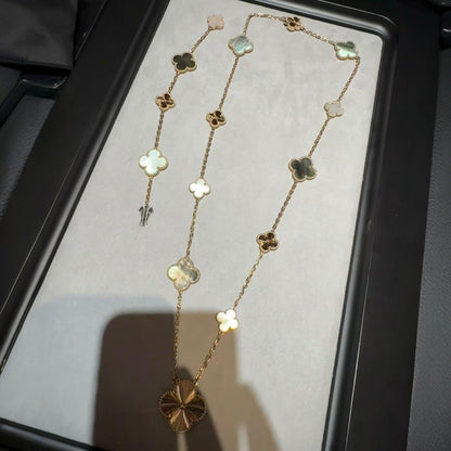 [Sprite Jewelry]DETACHABLE CLOVER 15(11+4) FLOWER ROSE GOLD NECKLACE SET