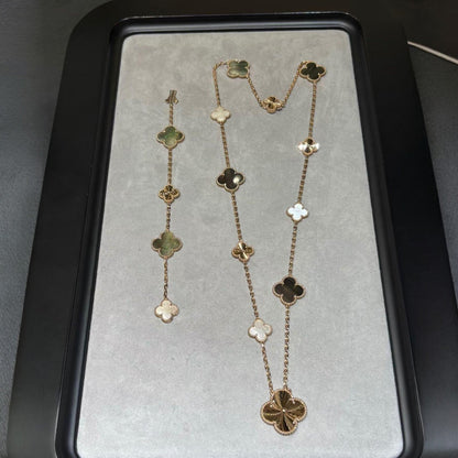 [Sprite Jewelry]DETACHABLE CLOVER 15(11+4) FLOWER ROSE GOLD NECKLACE SET