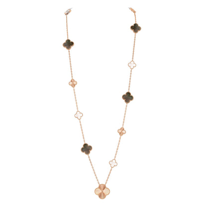 [Sprite Jewelry]DETACHABLE CLOVER 15(11+4) FLOWER ROSE GOLD NECKLACE SET
