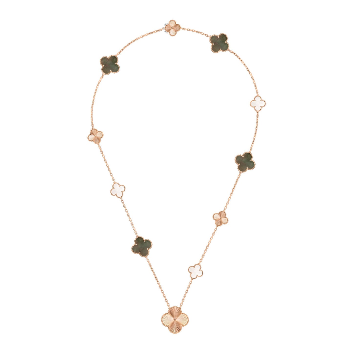 [Sprite Jewelry]DETACHABLE CLOVER 15(11+4) FLOWER ROSE GOLD NECKLACE SET