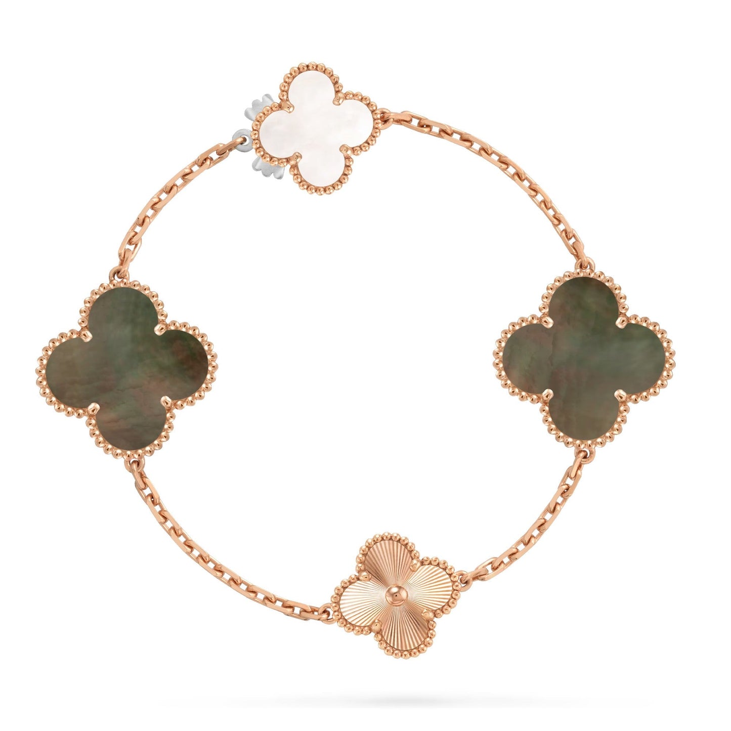 [Sprite Jewelry]DETACHABLE CLOVER 15(11+4) FLOWER ROSE GOLD NECKLACE SET