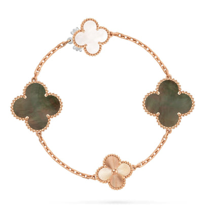 [Sprite Jewelry]DETACHABLE CLOVER 15(11+4) FLOWER ROSE GOLD NECKLACE SET