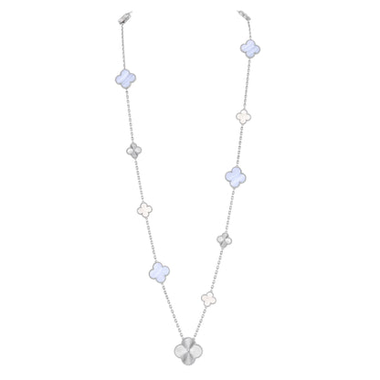 [Sprite Jewelry]DETACHABLE CLOVER 15(11+4) FLOWER SILVER NECKLACE SET
