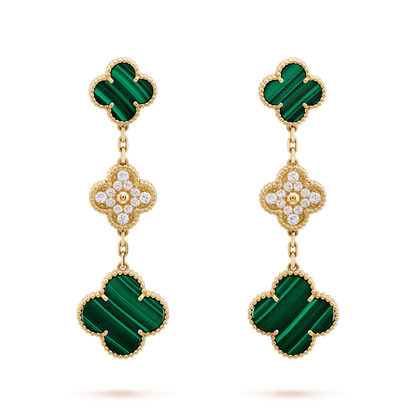 ¡®Sprite Jewelry¡¯CLOVER EARRINGS GOLD MALACHITE DIAMOND 3 MOTIF