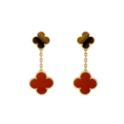 ¡®Sprite Jewelry¡¯CLOVER  2 MOTIF  TIGER EYE CARNELIAN EARRINGS