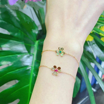 ¡®Sprite Jewelry¡¯FRIVOLE GOLD FLOWER PINK MALACHITE BRACELET