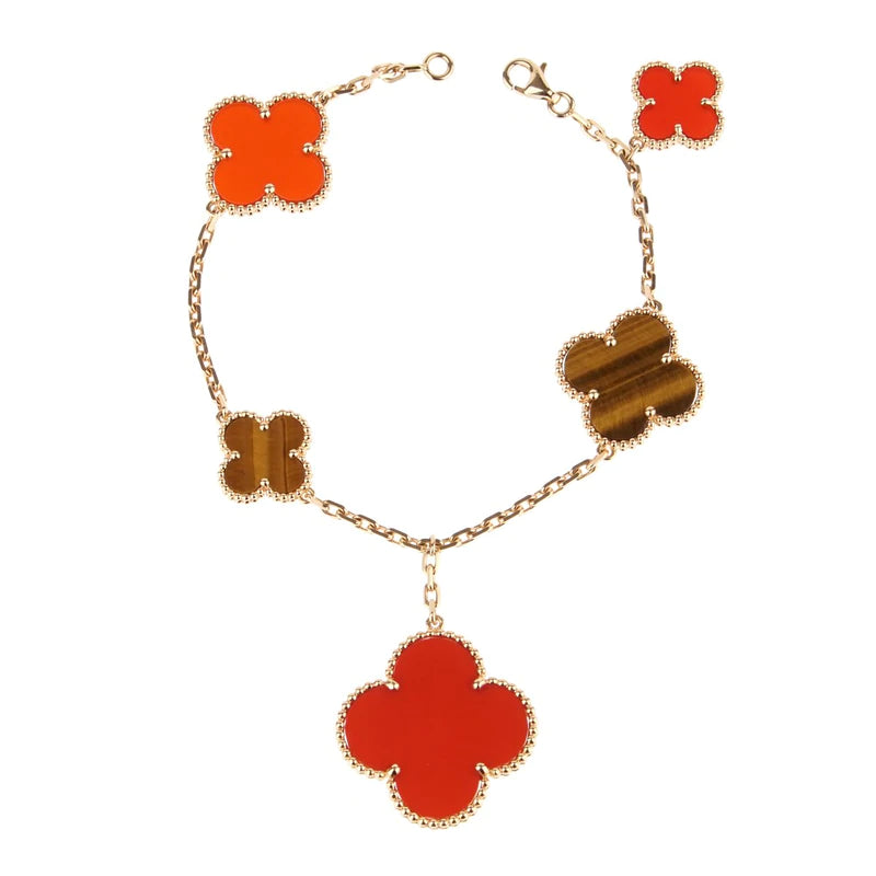 ¡®Sprite Jewelry¡¯CLOVER BRACELET 5 MOTIFS CARNELIAN TIGER EYE