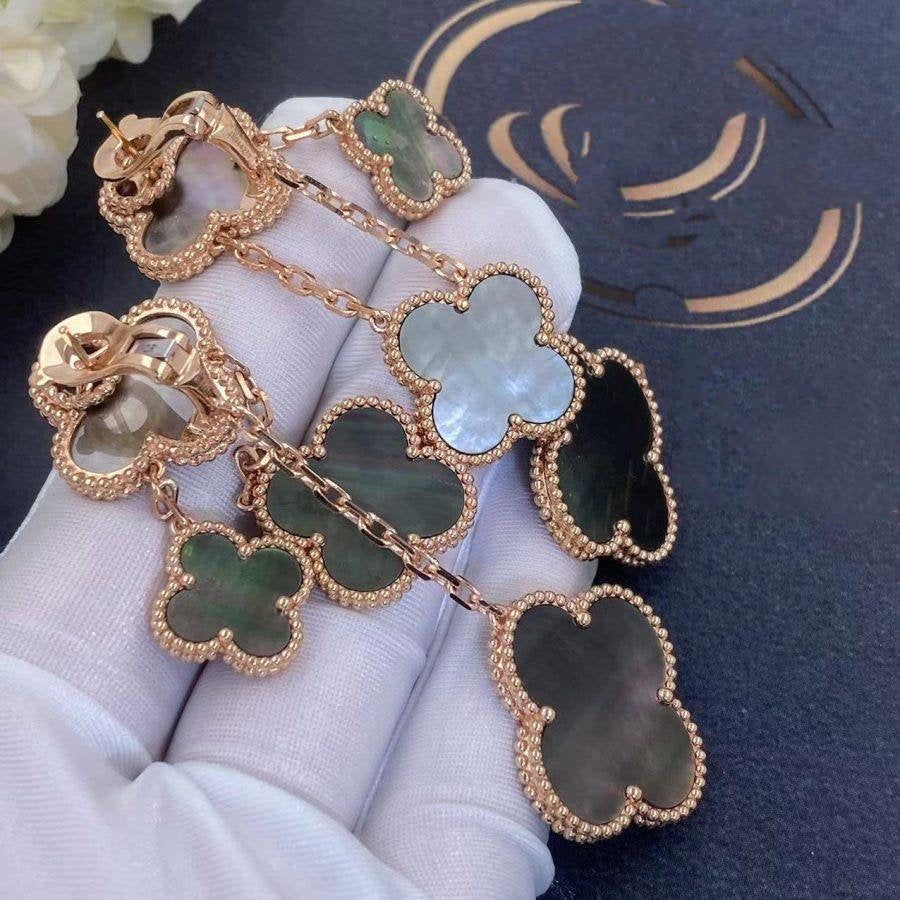 ¡®Sprite Jewelry¡¯CLOVER EARRINGS DARK MOP 4 MOTIFS ROSE GOLD