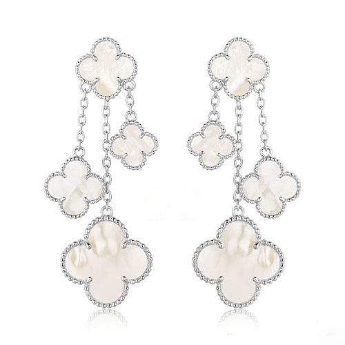 ¡®Sprite Jewelry¡¯CLOVER EARRINGS WHITE MOP 4 MOTIFS SILVER