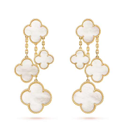 ¡®Sprite Jewelry¡¯CLOVER EARRINGS WHITE MOP 4 MOTIFS GOLD