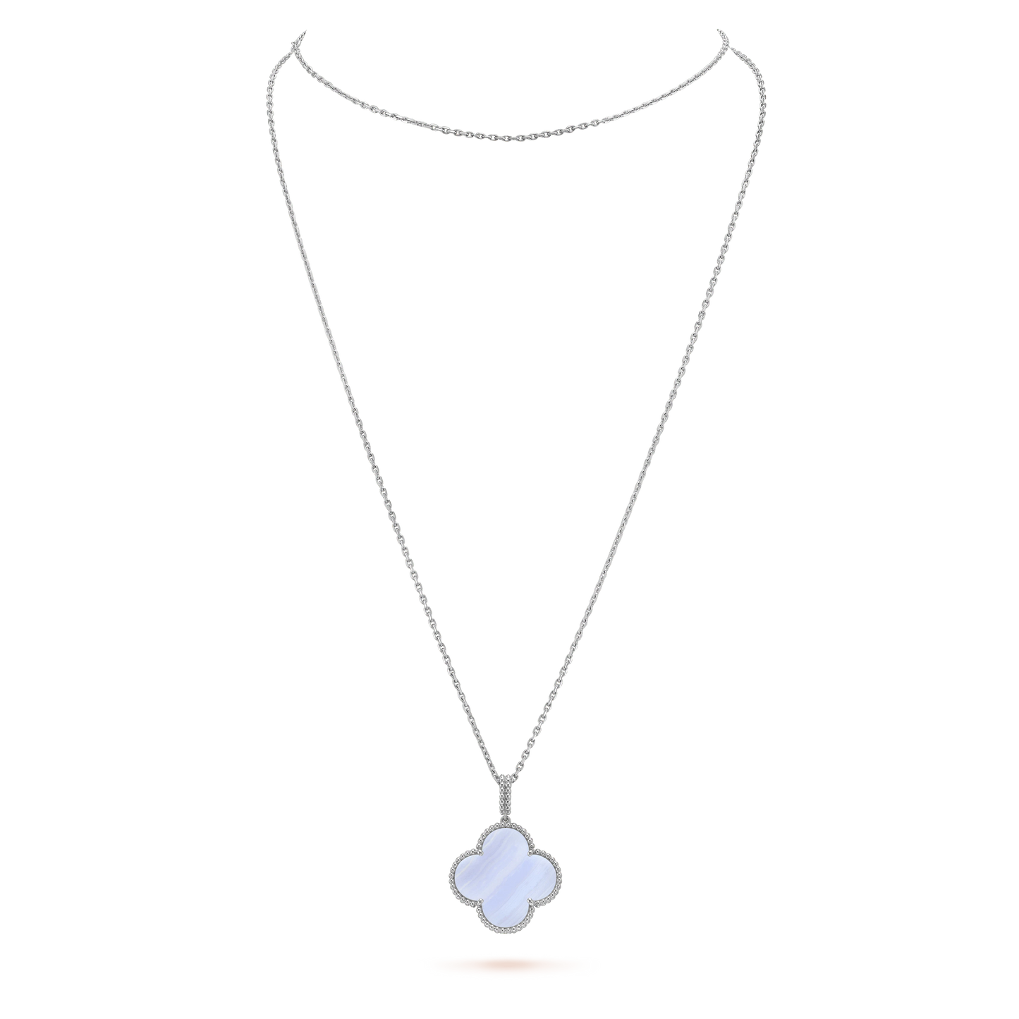 ¡®Sprite Jewelry¡¯CLOVER SILVER CHALCEDONY BIG CLOVER NECKLACE