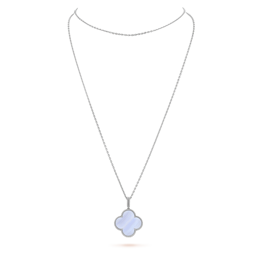 ¡®Sprite Jewelry¡¯CLOVER SILVER CHALCEDONY BIG CLOVER NECKLACE