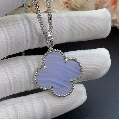 ¡®Sprite Jewelry¡¯CLOVER SILVER CHALCEDONY BIG CLOVER NECKLACE