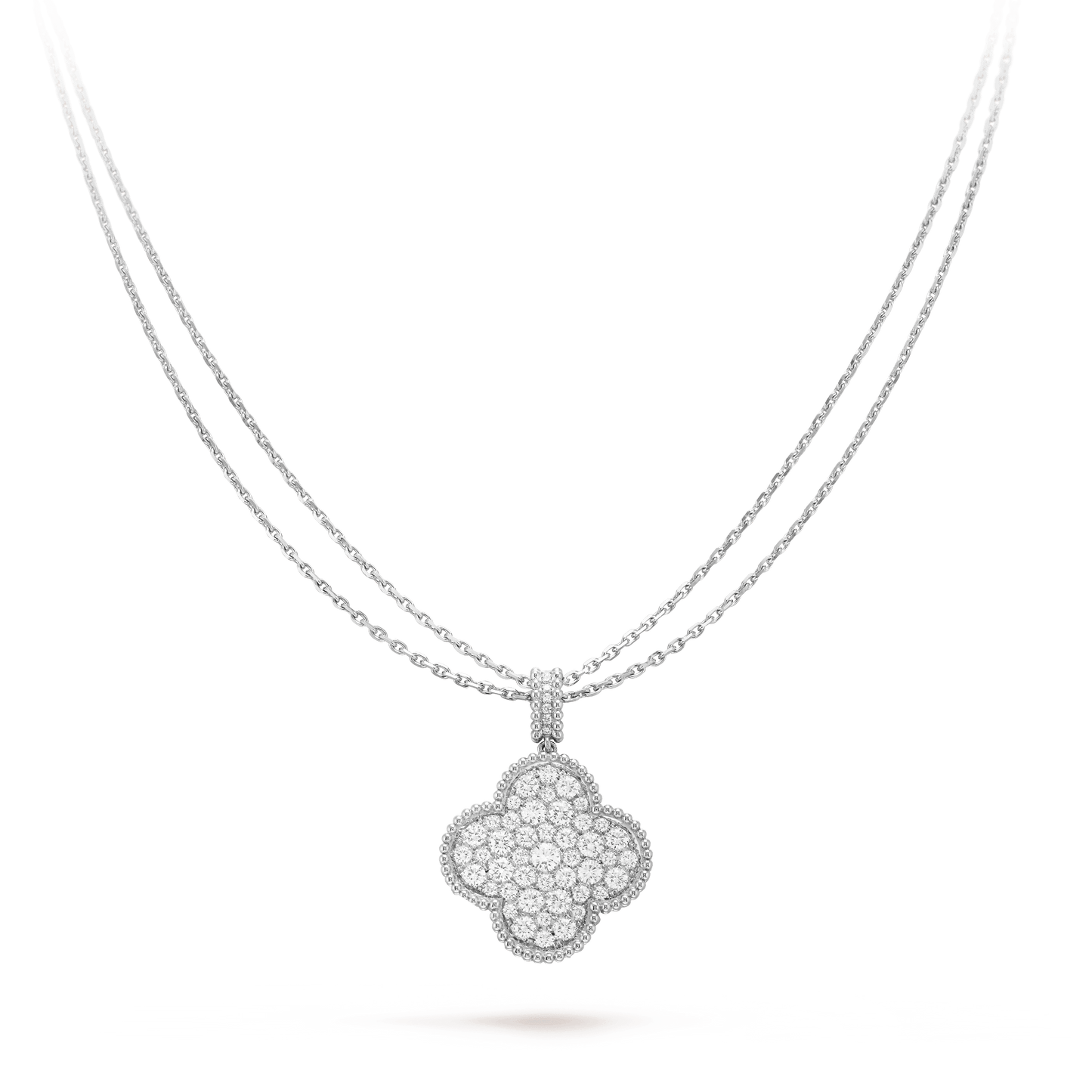 ¡®Sprite Jewelry¡¯CLOVER 25MM SILVER FULL DIAMOND BIG CLOVER NECKLACE
