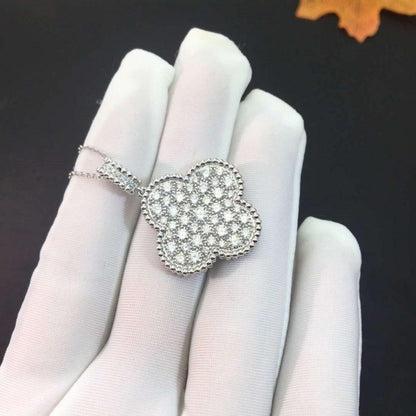 ¡®Sprite Jewelry¡¯CLOVER 25MM SILVER FULL DIAMOND BIG CLOVER NECKLACE