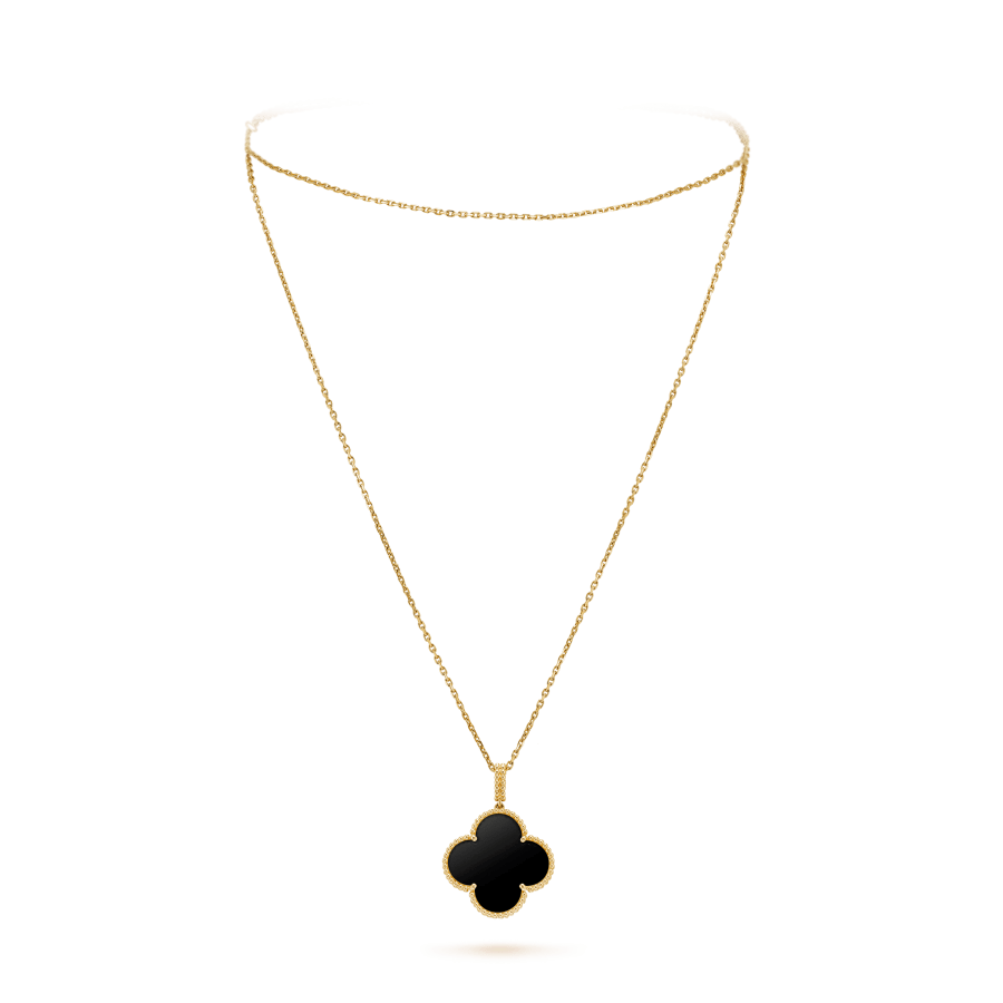 ¡®Sprite Jewelry¡¯CLOVER 25MM GOLD ONYX BIG CLOVER NECKLACE