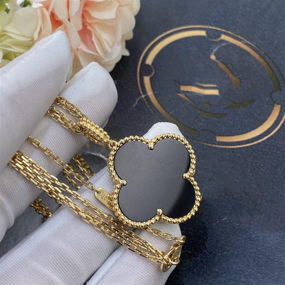 ¡®Sprite Jewelry¡¯CLOVER 25MM GOLD ONYX BIG CLOVER NECKLACE