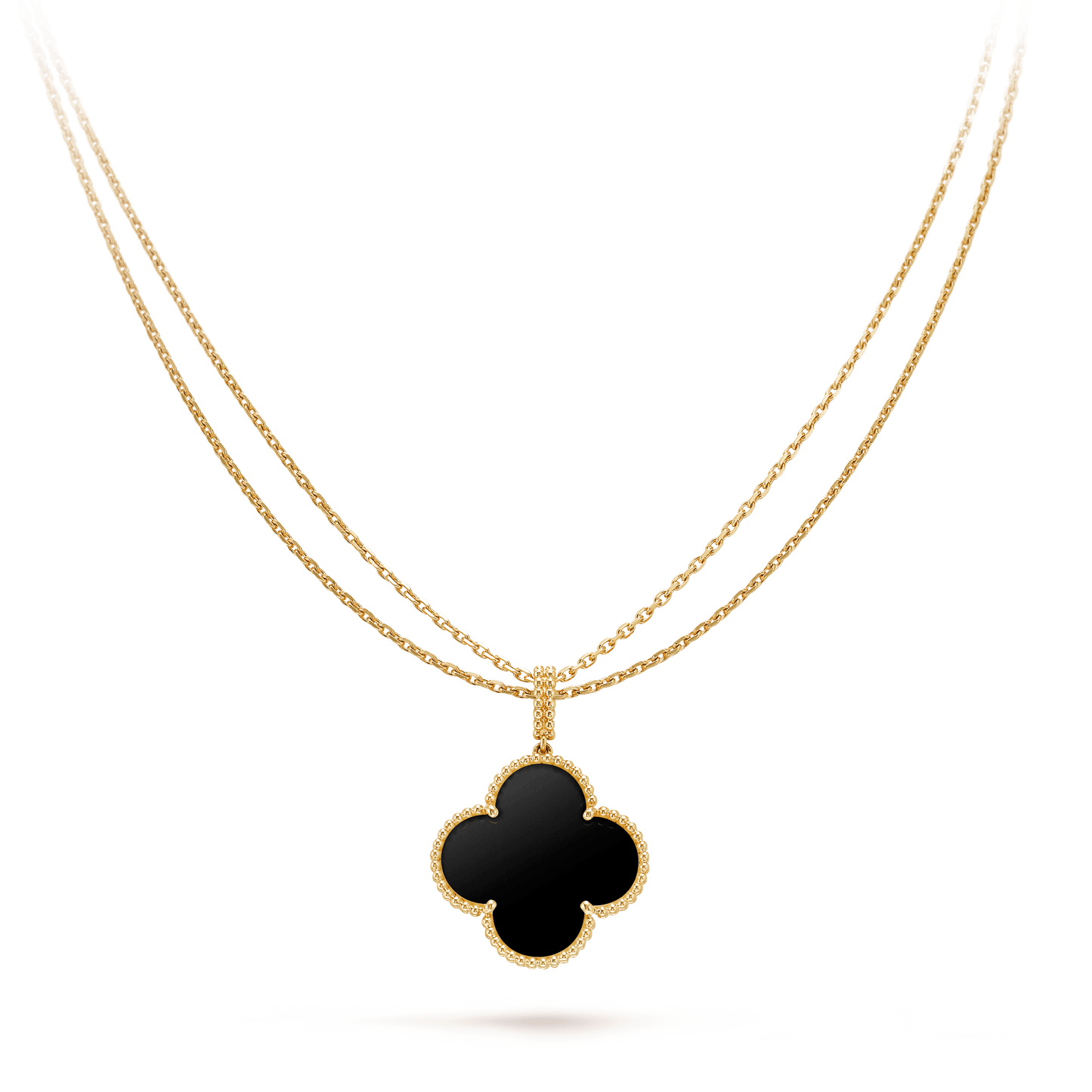 ¡®Sprite Jewelry¡¯CLOVER 25MM GOLD ONYX BIG CLOVER NECKLACE